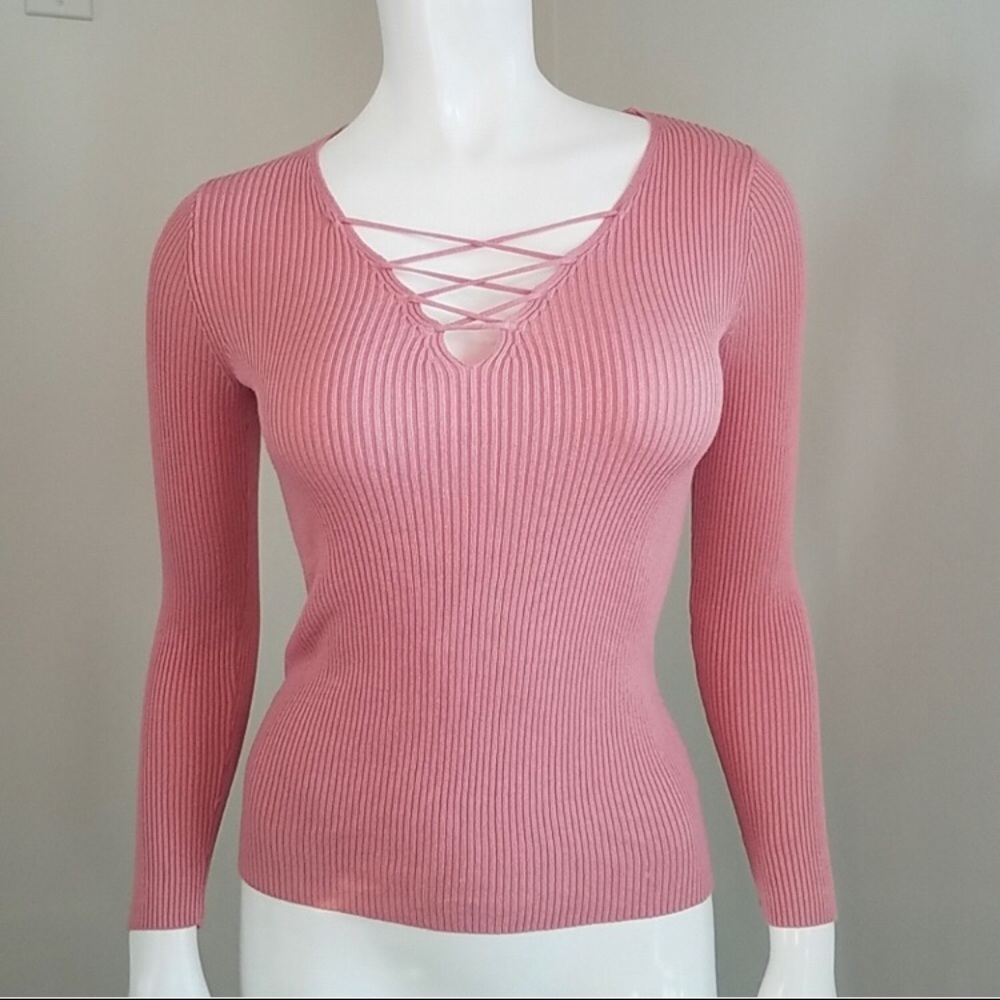 Ambiance sweater with front cross cross detail